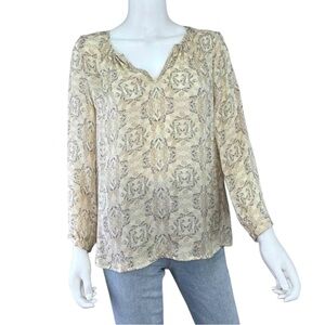 joie Size Cream 100% Silk Butterfly Print Top Size S